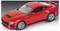 Un modèle de voiture de sport rouge avec des touches noires, vu d'un angle surélevé, mettant en valeur son design élégant et ses caractéristiques aérodynamiques.