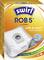 Lot de sacs d'aspirateur 'Swirl ROB 5', mettant en avant 55% de recyclage, 100% de performance et 99,9% d'efficacité de filtration.