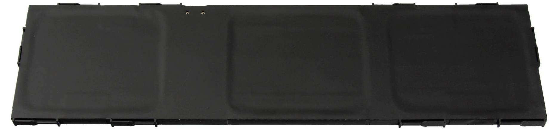 Un panneau solaire noir pliable rectangulaire à trois sections, vu de face.