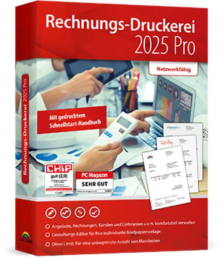 Markt & Technik Rechnungsdruckerei 2025 PRO version complète, 1 licence Windows Logiciel de vente-0