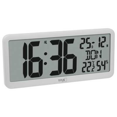 Horloge murale numérique affichant '16:36' avec la date '25-12', jour 'Lun', température '22,2 °C' et humidité '54 %'.