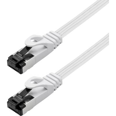 Deux câbles Ethernet blancs avec connecteurs RJ45 pour réseaux informatiques.