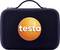 Étui de transport noir avec un cercle orange et le texte « testo » sur l'avant.