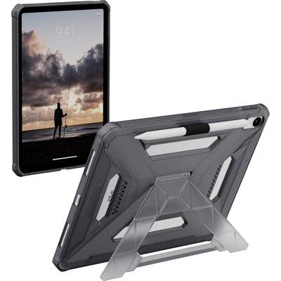 Étui de tablette robuste et protecteur avec support, mettant en valeur une tablette affichant la silhouette d'une personne pêchant au lever du soleil sur la plage.