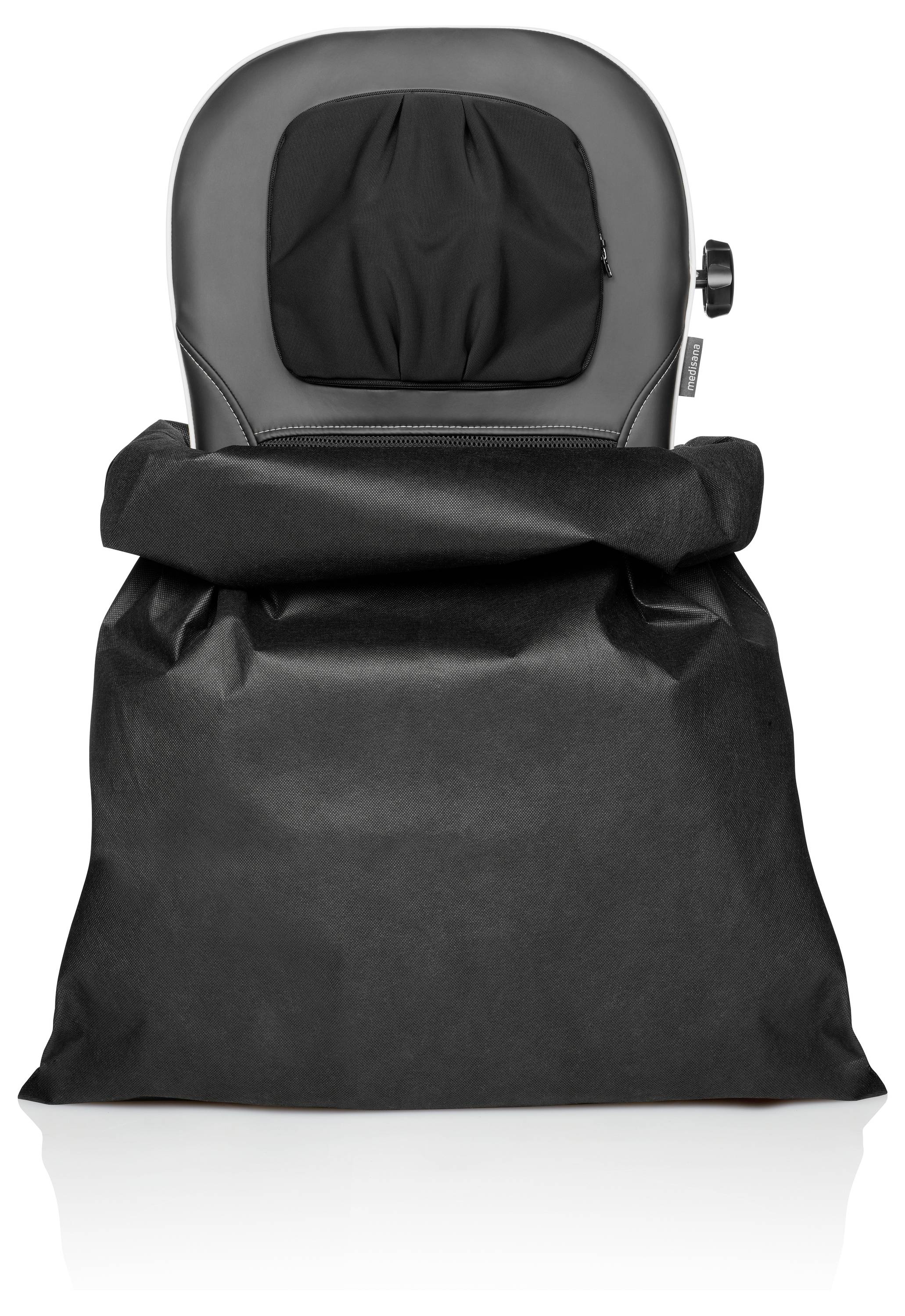 Chaise de gaming avec dossier haut, revêtement noir et fonctionnalités réglables.
