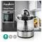 Presse-agrumes Nedis avec un réservoir de 0,8 litre, installé sur un plan de travail de cuisine, présentant un design moderne et épuré, mettant en valeur sa puissance de 30W.