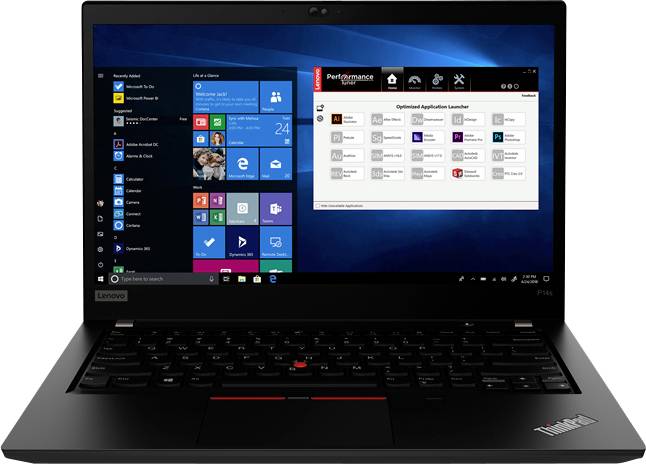 Un ordinateur portable affichant un écran de bureau Windows avec diverses icônes d'applications et un logiciel appelé 'Performance Optimizer' en cours d'exécution.
