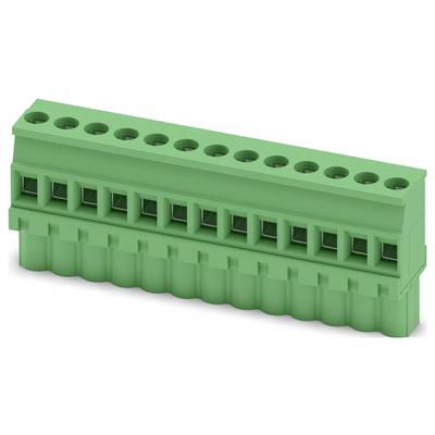 Connecteur de bloc terminal vert avec plusieurs emplacements de broches pour les connexions électriques.