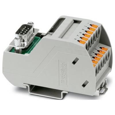 Bloc de connecteurs électriques avec plusieurs bornes et un connecteur DB9, utilisé pour l'organisation du câblage et la connectivité des appareils.