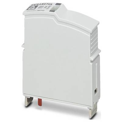 Un module électronique blanc au design compact, présentant une étiquette de texte imprimée et des bornes de connexion en bas.