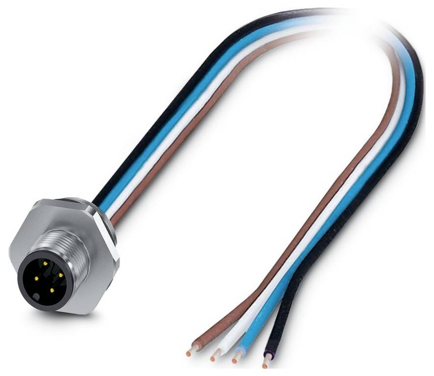 « Un connecteur électronique à quatre broches avec des contacts métalliques, marqué de numéros et de symboles, utilisé pour résoudre les connexions d'alimentation ou de données. »