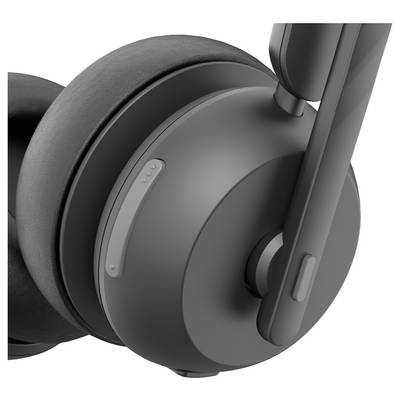 Un gros plan d'un casque audio noir avec écouteurs circumauriculaires, mettant en valeur le coussin d'oreille et le bandeau réglable. Adapté pour écouter de l'audio confortablement.