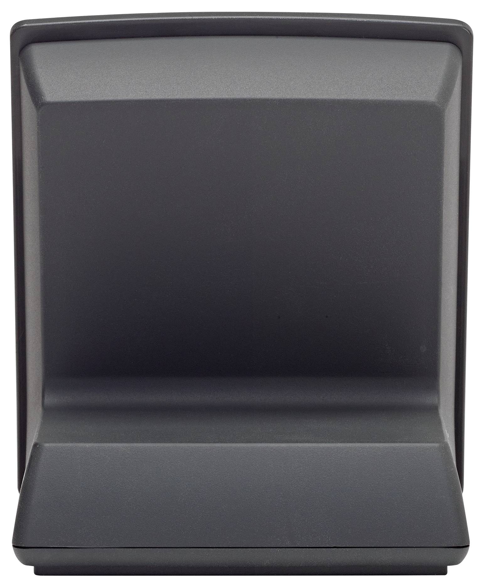 Un support en plastique noir, vertical, avec une base large, adapté pour tenir un petit appareil électronique ou gadget.