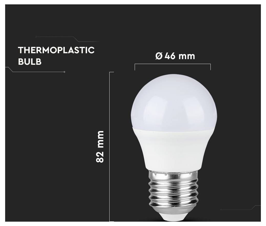'Ampoule thermoplastique, hauteur de 82 mm, diamètre de 46 mm.'