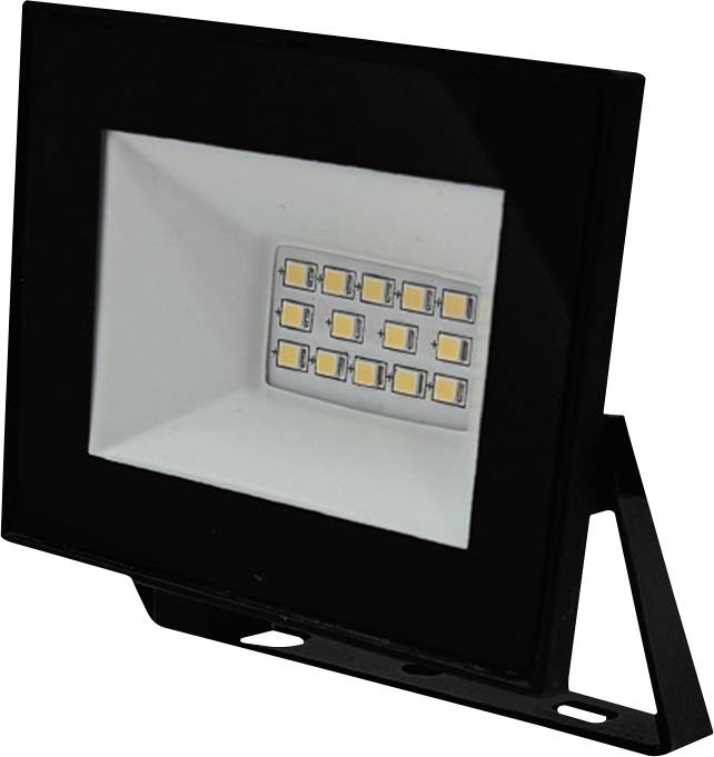 Projecteur LED noir avec un cadre rectangulaire et plusieurs petits éclairages LED à l'intérieur, positionné en angle.