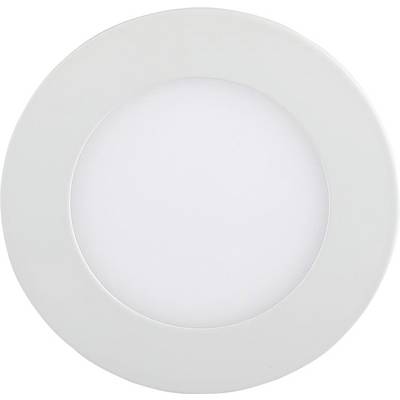 Un luminaire plafonnier rond blanc à LED, au design simple et épuré, avec un centre diffusant, adapté aux intérieurs modernes.