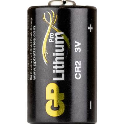« Une pile lithium CR2 Pro GP de couleur noire avec marquage jaune. »