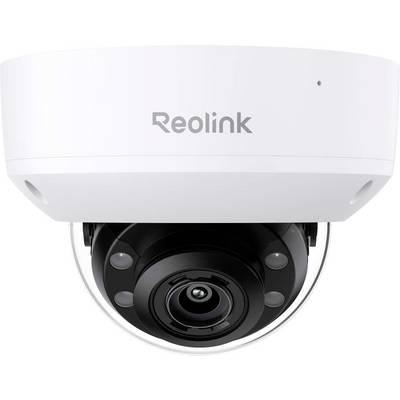 Une caméra de sécurité Reolink blanche avec un objectif noir, orientée vers l'avant, conçue pour la vidéosurveillance et le monitoring.