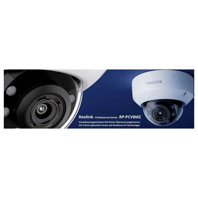 'Gros plan d'une caméra de surveillance dôme Reolink de la série Professionnelle avec protection anti-vandalisme et zoom optique.'