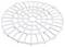 Une plaque de grille ronde en plastique blanc, avec des cercles concentriques et des rayons radiaux, probablement utilisée à des fins de support ou d'aération.