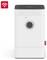 Un purificateur d'air intelligent blanc doté d'un unique bouton de commande central et d'un symbole Wi-Fi indiquant sa connectivité.