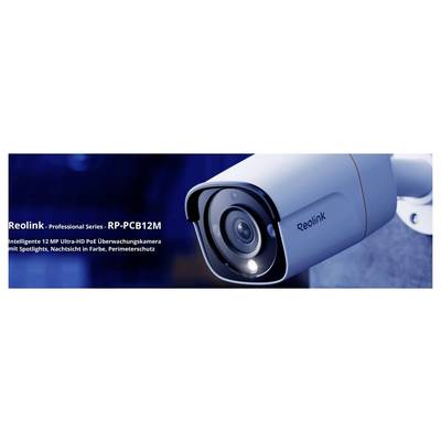 Caméra de surveillance Reolink Professional Series, Modèle RP-PCB12M, 12 MP UltraHD, avec projecteur, vision nocturne, protection périmétrique.
