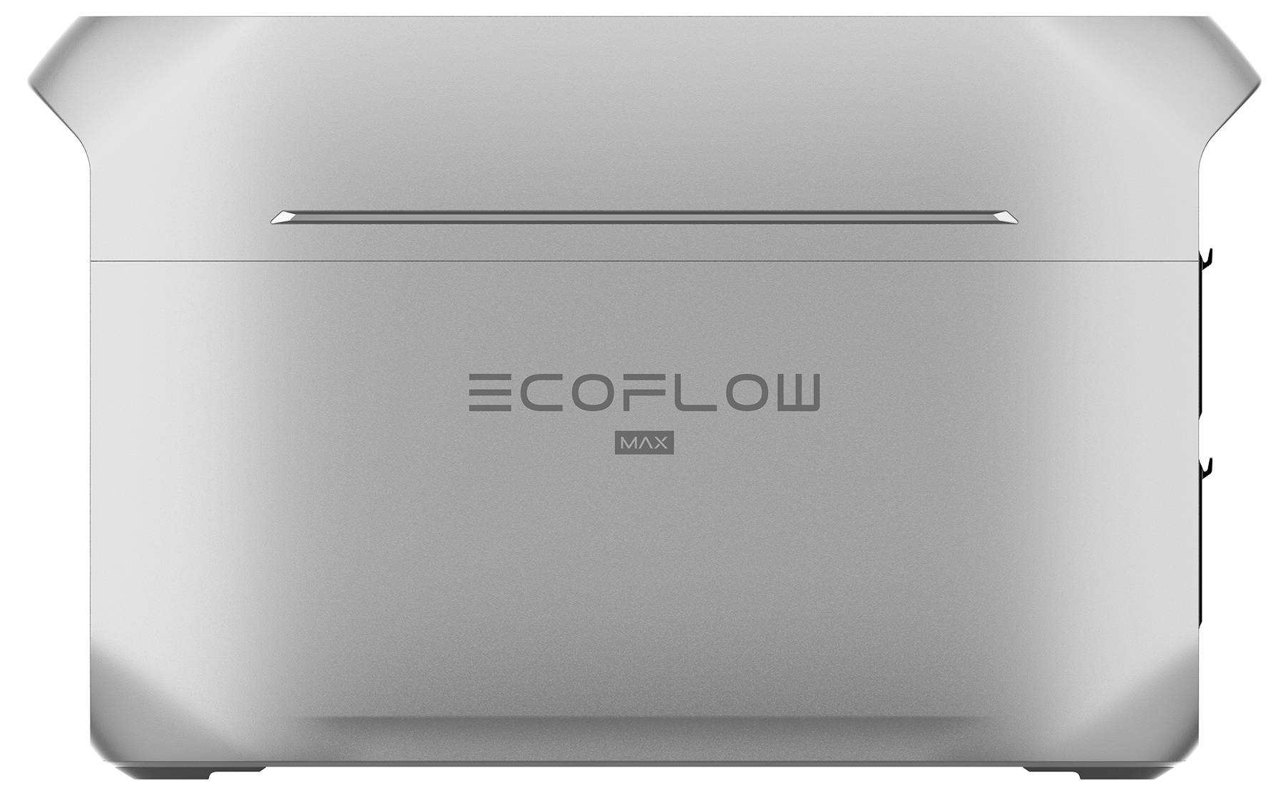 Station d'alimentation EcoFlow avec un design élégant en argent et le logo « ECOFLOW MAX » sur l'avant.