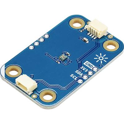 Une petite carte de circuit électronique bleu avec des broches étiquetées : « GND », « 3V3 », « SDA » et « SCL ». Des connecteurs sont présents sur deux côtés.