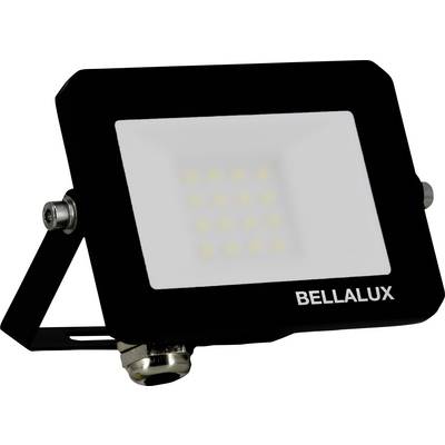 Un projecteur LED rectangulaire noir avec une rangée de LED lumineuses au centre. Le mot « BELLALUX » est imprimé dans le coin inférieur droit.