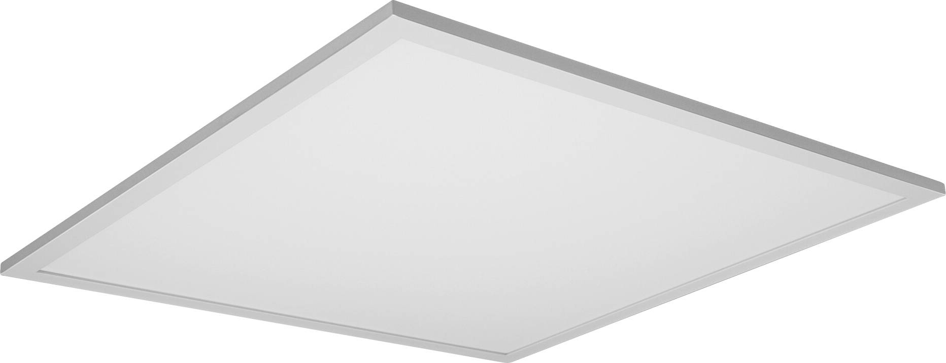 Un panneau lumineux LED plat et carré avec un cadre fin, probablement utilisé pour les installations de plafond afin de fournir un éclairage ambiant uniforme dans les espaces intérieurs.
