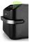 Un air fryer noir moderne avec un affichage numérique sur le dessus, doté d'une interface tactile et d'un design vert façon radar sur l'écran.