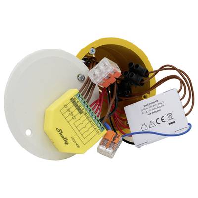 Boîte de jonction électrique avec composants de câblage, blocs de bornes et un condensateur, utilisée pour connecter et organiser les circuits électriques.