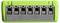 Un bloc de bornes vert et gris avec huit points de connexion, utilisé pour sécuriser et terminer les fils électriques dans un circuit.