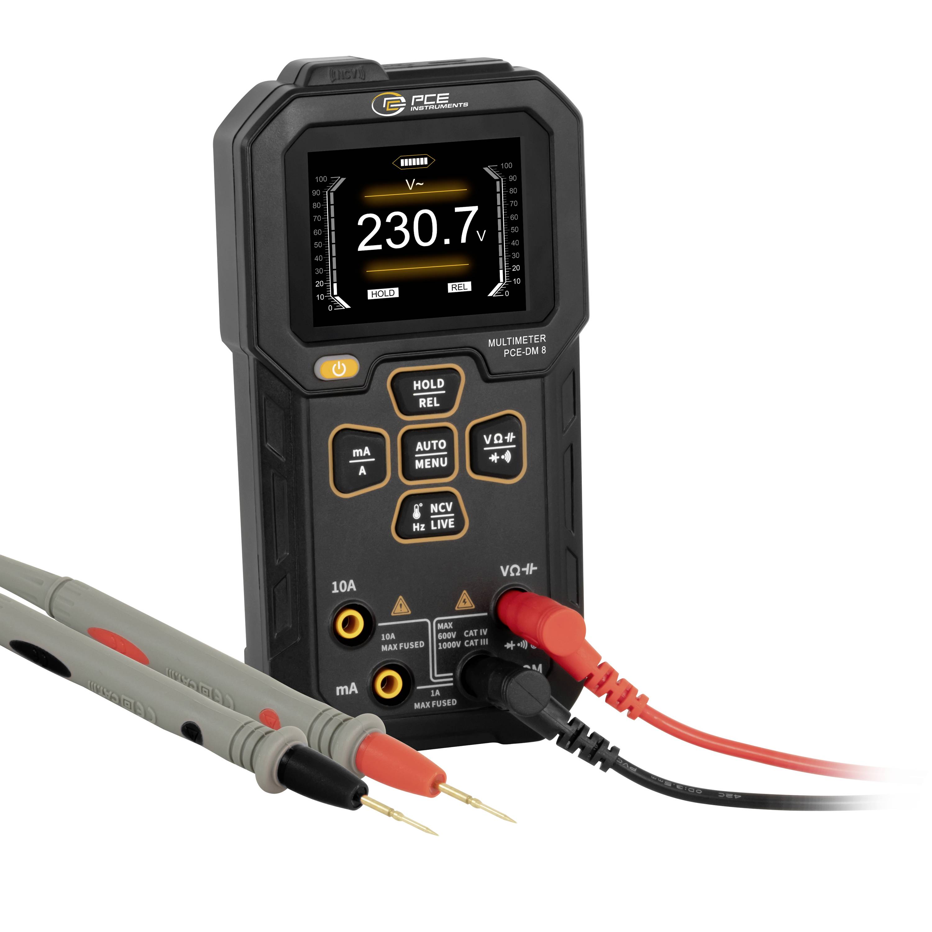 PCE Instruments PCE-DM 8 Multimètre numérique enregistreur de données CAT III 1000 V, CAT IV 600 V Affichage (nombre de 