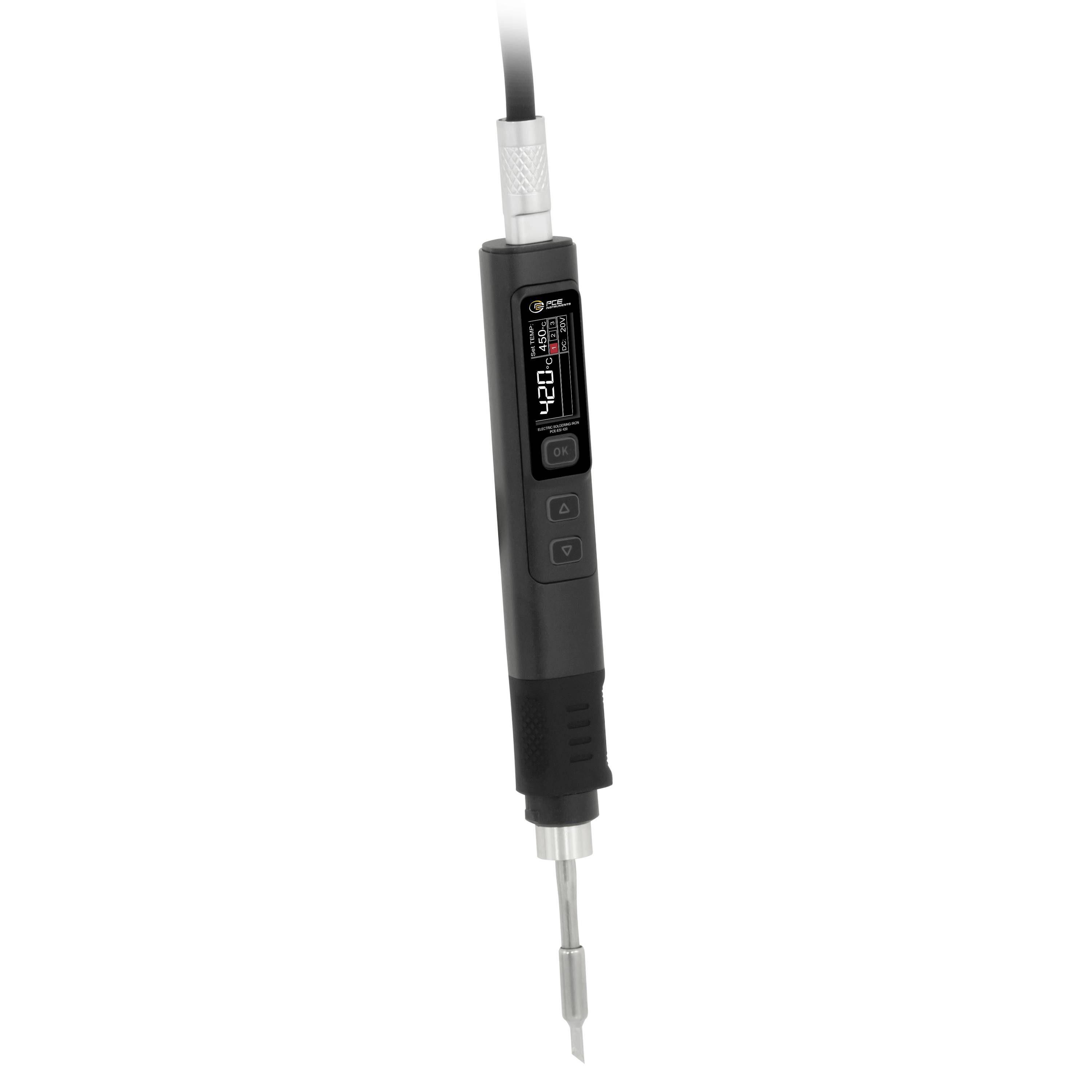 Sonde numérique de température portative avec câble filaire, affichage LCD 120, et pointe de détection en métal pour la mesure de température.