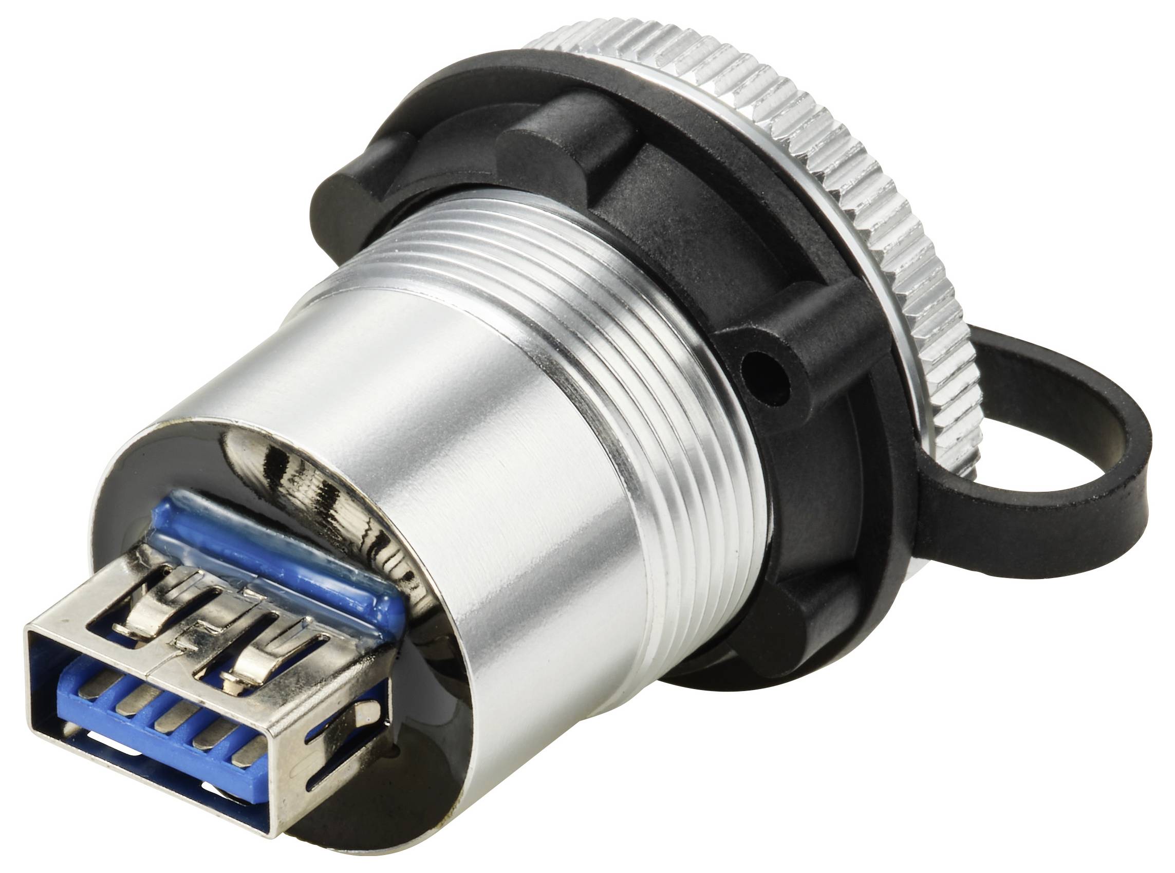 Prise USB 3.0 intégrée TRU COMPONENTS, prise/prise, 22 mm, IP67, métal, Argent Femelle TC-14378424 TRU COMPONENTS Conten-1