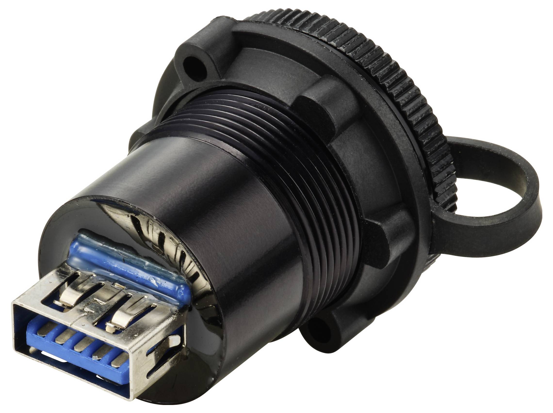Prise USB 3.0 intégrée TRU COMPONENTS, prise/prise, 22 mm, IP67, métal, noir Femelle TC-14378428 TRU COMPONENTS Contenu:-1