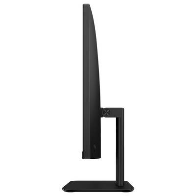 Vue latérale d'un moniteur d'ordinateur moderne et fin avec un support rectangulaire.