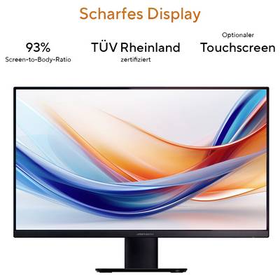 « Écran net » : Moniteur avec un ratio écran/boîtier de 93 %, certifié TÜV Rheinland. Écran tactile en option. Fond d'écran en couleur.