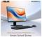 Ordinateurs et accessoires sur un bureau. L'écran affiche des vagues colorées abstraites. Texte : « ASUS ExpertCenter PM600 AiO PM640. Intelligent. Net. Sûr. »
