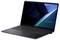Un élégant ordinateur portable ouvert affichant un écran sombre avec des faisceaux de lumière diagonaux, présentant le texte « Asus ExpertBook » sur le côté droit.