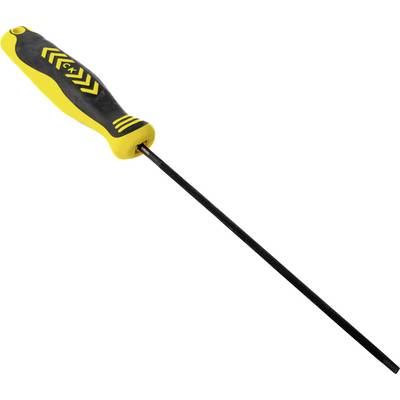 Un outil de récupération magnétique à long manche noir et jaune avec une poignée en caoutchouc, conçu pour récupérer des objets métalliques dans des espaces exigus.