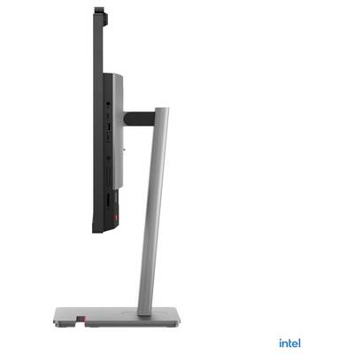 Un écran d'ordinateur moderne et fin avec un support réglable est vu de côté, montrant un design élégant et un profil mince.