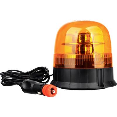 'Feu d'avertissement orange avec câble et adaptateur automobile, utilisé pour la sécurité et la signalisation.'