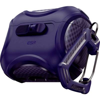 Un jouet rotatif compact de couleur violet foncé avec un motif à carreaux, doté d'un interrupteur et d'un anneau métallique, affichant la marque « ESR ».