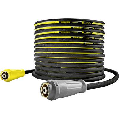 Tuyau haute pression, enroulé et étiqueté « Karcher Professional », avec connecteurs jaunes et gris.
