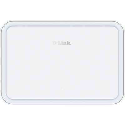 Un appareil D-Link blanc rectangulaire aux bords arrondis avec un petit voyant indicateur sur la partie avant inférieure, sur un fond neutre.