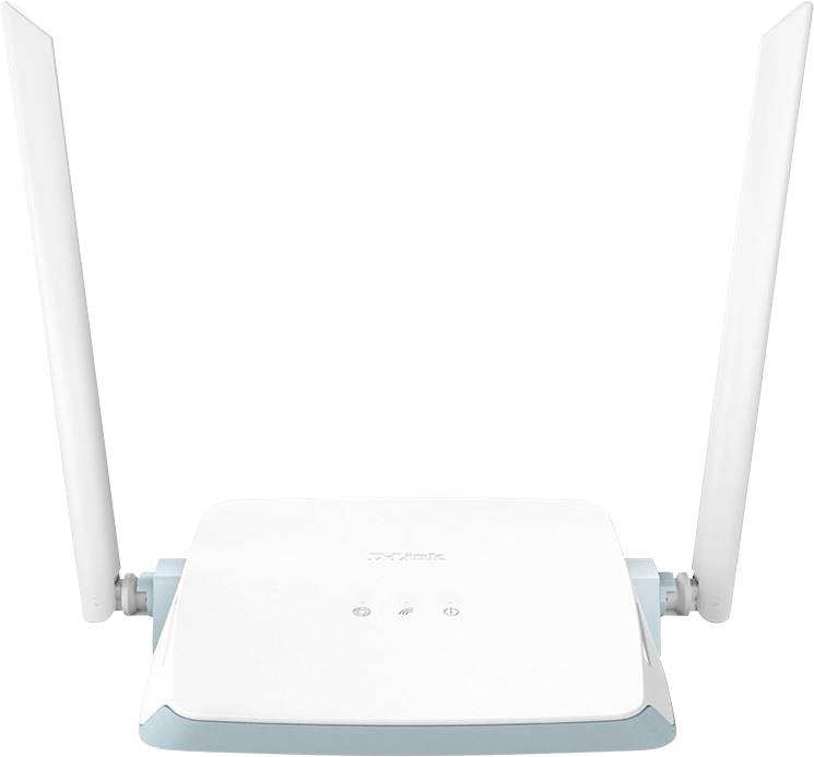 Routeur sans fil blanc avec deux antennes de chaque côté, doté d'un design compact et de voyants indicateurs. Idéal pour améliorer la couverture Wi-Fi.