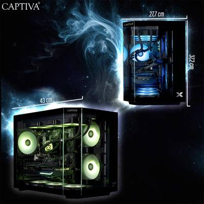Un ordinateur de jeu avec un éclairage RGB à l'intérieur d'un boîtier transparent, affichant plusieurs ventilateurs de refroidissement et les composants internes visibles.