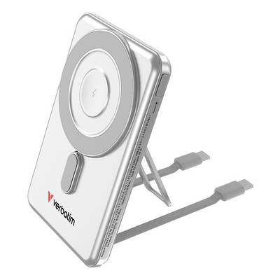 Support de recharge sans fil Silver Verbatim avec socle ajustable et câble USB-C intégré